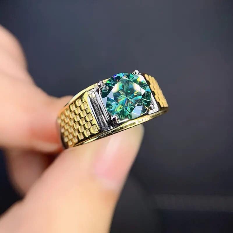 גבר טבעת מבריק ירוק Moissanite טבעת לגברים אמיתי 925 כסף 8*8mm גודל פנינה יום הולדת מתנה מבריק טוב יותר מאשר יהלום כוח חזק