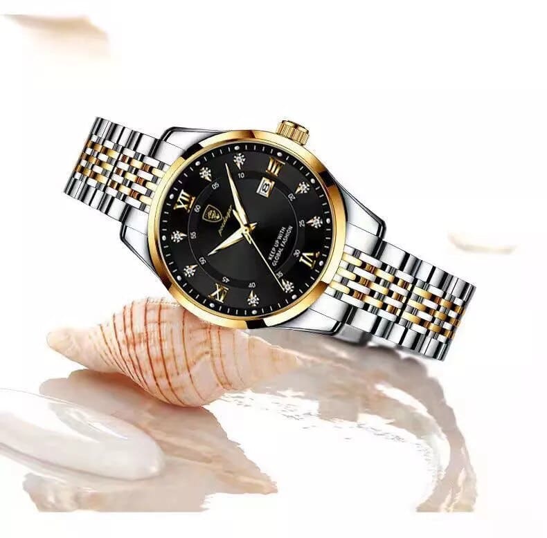 POEDAGAR אופנה נשים שעון למעלה מותג עלה זהב כתם פלדה עמיד למים תאריך קוורץ גבירותיי שעון יוקרה באיכות גבוהה שעון מתנות