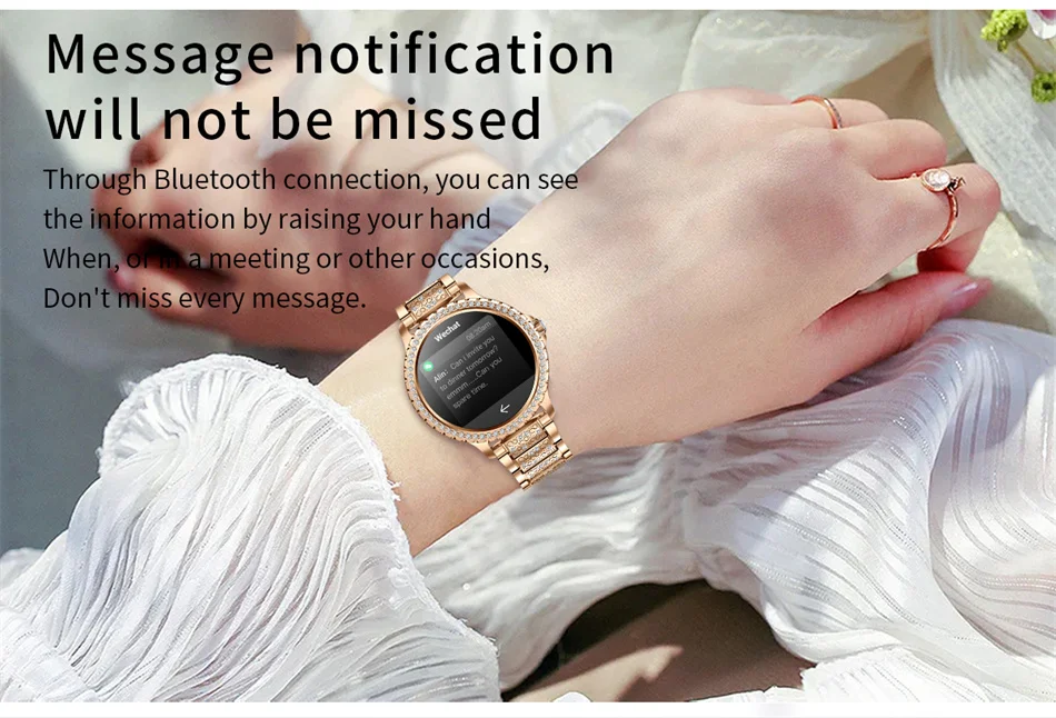 ChiBear אופנה נשים חכם שעון אמיתי דם חמצן 1.32 אינץ 360*360 HD מסך יהלומי צמיד Bluetooth שיחה Smartwatch גבירותיי