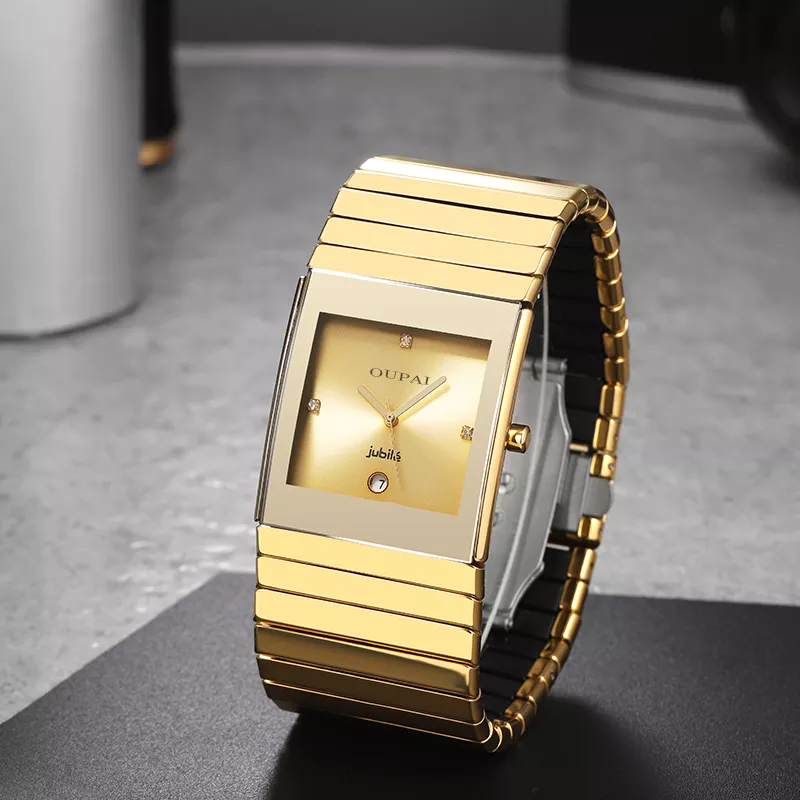 OUPAI 2022 חדש הגעה שחור מלבן קרמיקה שעון גברים Ultra דק 34mm קוורץ Fadeless Scratchless ישן אופנה שעון