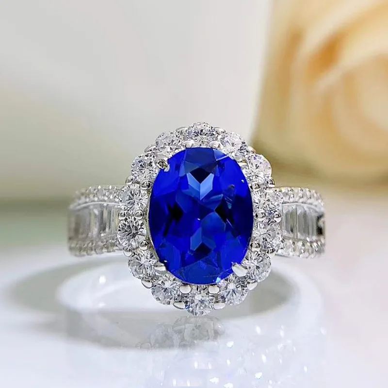 נסיכת דיאנה ספיר טבעת יהלום 100% אמיתי 925 כסף סטרלינג מסיבת נישואים טבעות לנשים כלה אירוסין תכשיטים
