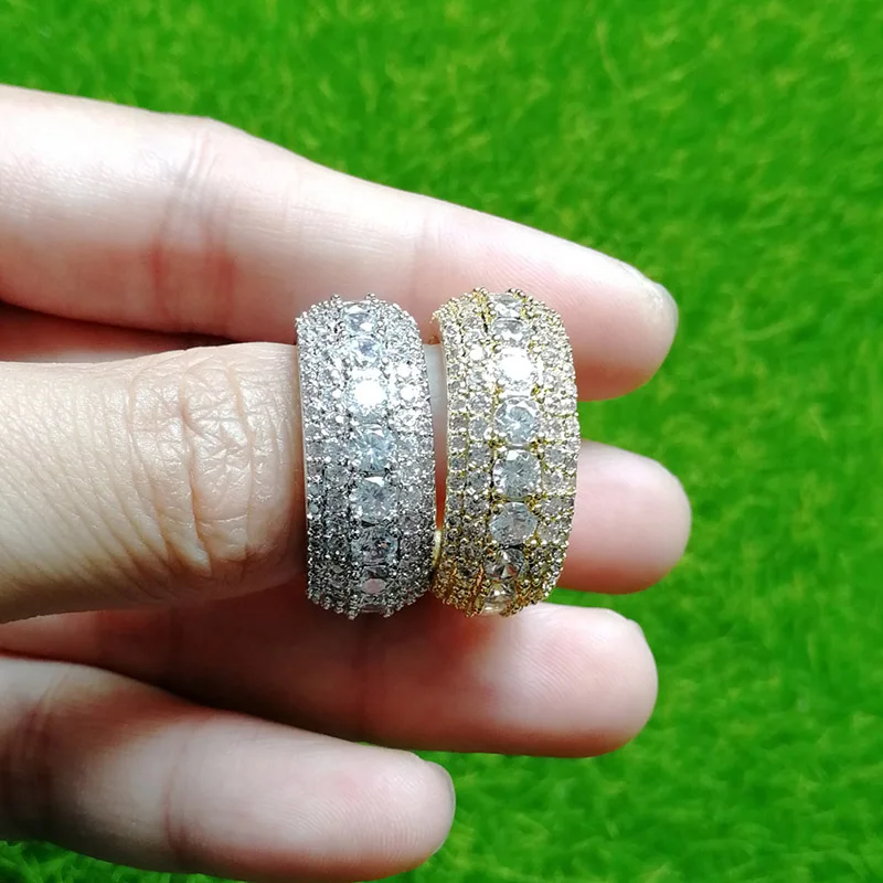 היפ הופ ראפר בלינג קרח החוצה AAA מעוקב Zirconia טבעת לגברים נשים 1 שורה CZ טניס טבעות באיכות גבוהה המפלגה תכשיטי זהב צבע