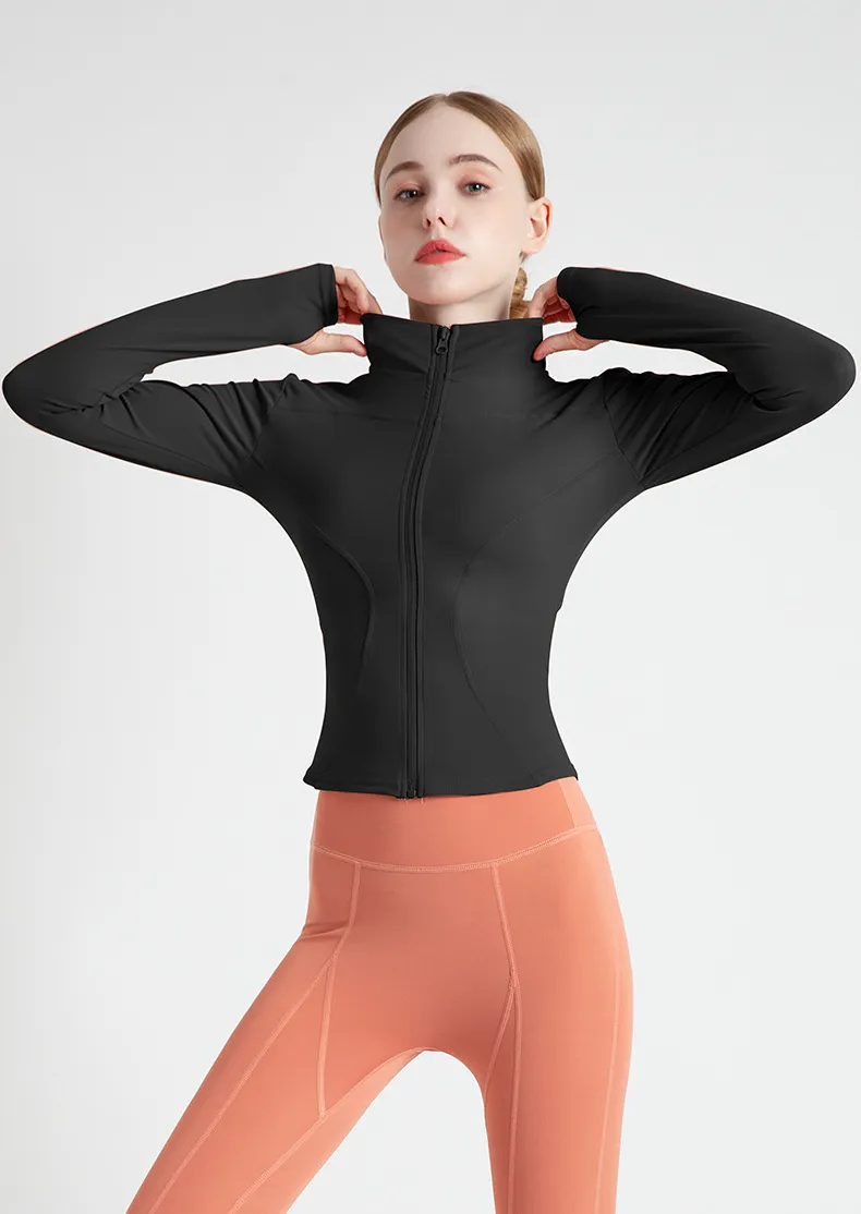 ז 'קט שרוול ארוך ספורט נשים zip חולצת כושר יוגה החורף חם חדר כושר העליון activewear ריצה מעילים בגדי רכיבה על אופניים