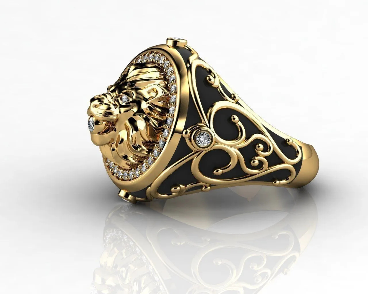 HOYON 18K זהב צבע מלא יהלומי זירקון האריה טבעת עבור גברים של חתונה פאנק סגנון אירוסין טבעת לגברים של רטרו נשים של תכשיטים