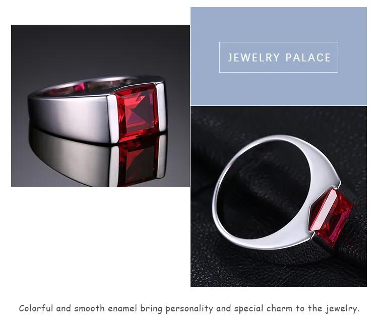 JewelryPalace טבעי סמוקי קוורץ נוצר רובי ספיר סימולציה אמרלד 925 כסף סטרלינג טבעת לגברים חן תכשיטים