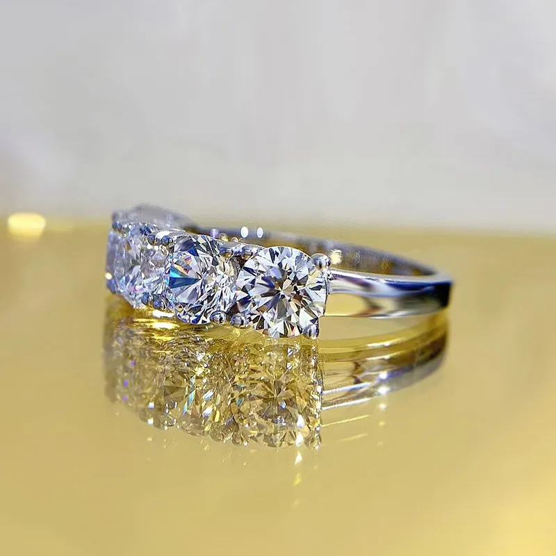 NeeTim 5mm 6.5mm מלא Moissanite טבעת עבור נשים S925 סטרלינג כסף נצח יהלום נוצץ להקת חתונה טבעות תכשיטים GRA