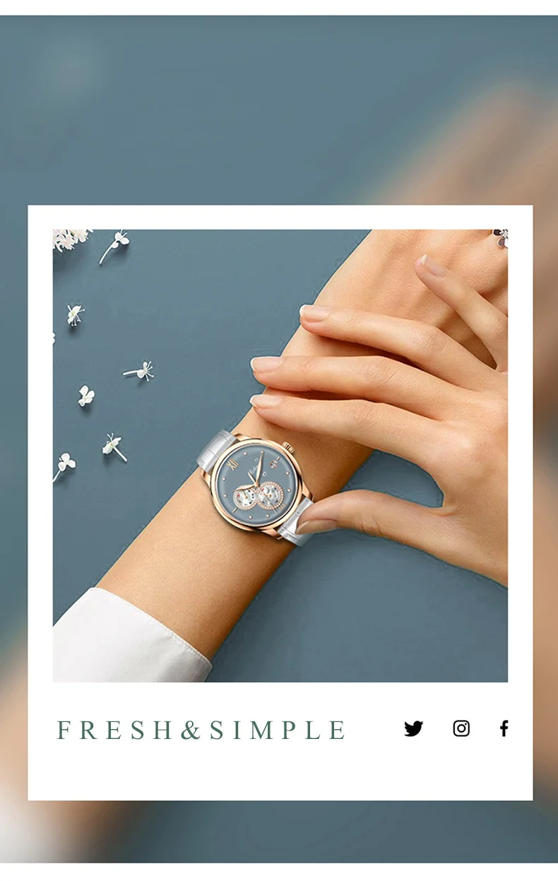 שוויץ יוקרה מותג LOBINNI יפן MIYOTA אוטומטי מכאני נשים שעונים של ספיר עמיד למים ירח שלב שעון L2066