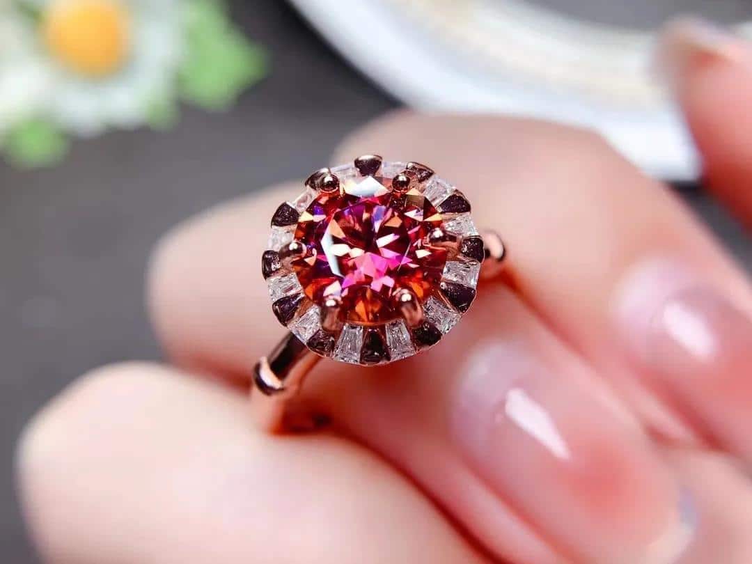 2022 הכי חדש אדום Moissanite טבעת אמיתי 925 כסף בסדר תכשיטי 2CT מעבדה יהלומים מבריק Moissanite נשים אירוסין טבעת מתנה